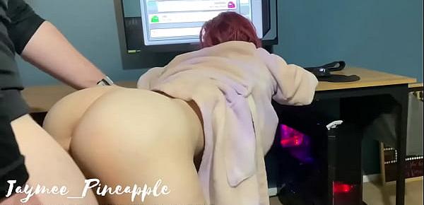  Teen with Big Ass let’s step bro fuck while she plays Among Us